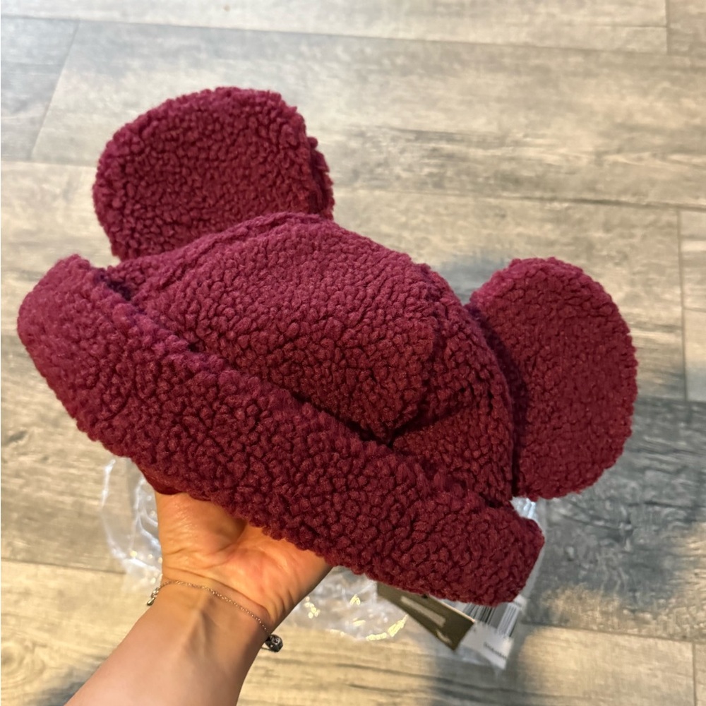 Mickey Ears Hat Burgundy Fleece, Disney Store